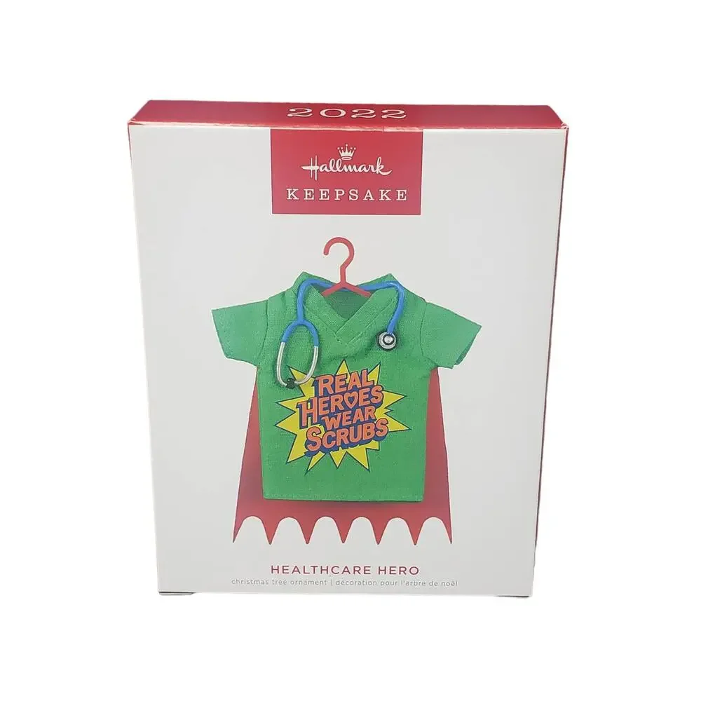 Healthcare Hero Scrubs Fabric Hallmark 2022 Keepsake Christmas Tree Ornament